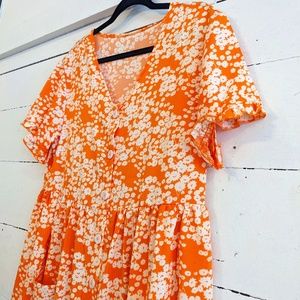 Orange Floral Sun Dress